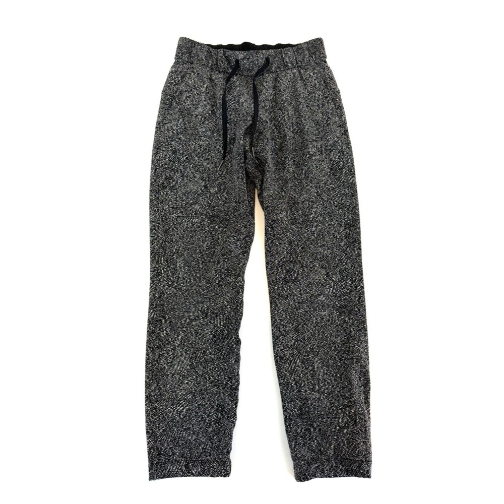 Lululemon Heathered Jogger Pants Women's Size 4 Black White Drawstring Lounge